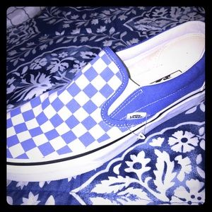 Blue and white checkered vans